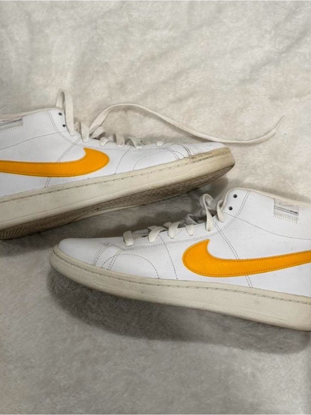 Nike Off-White Mesh High-Top Sneakers with Yellow Accent